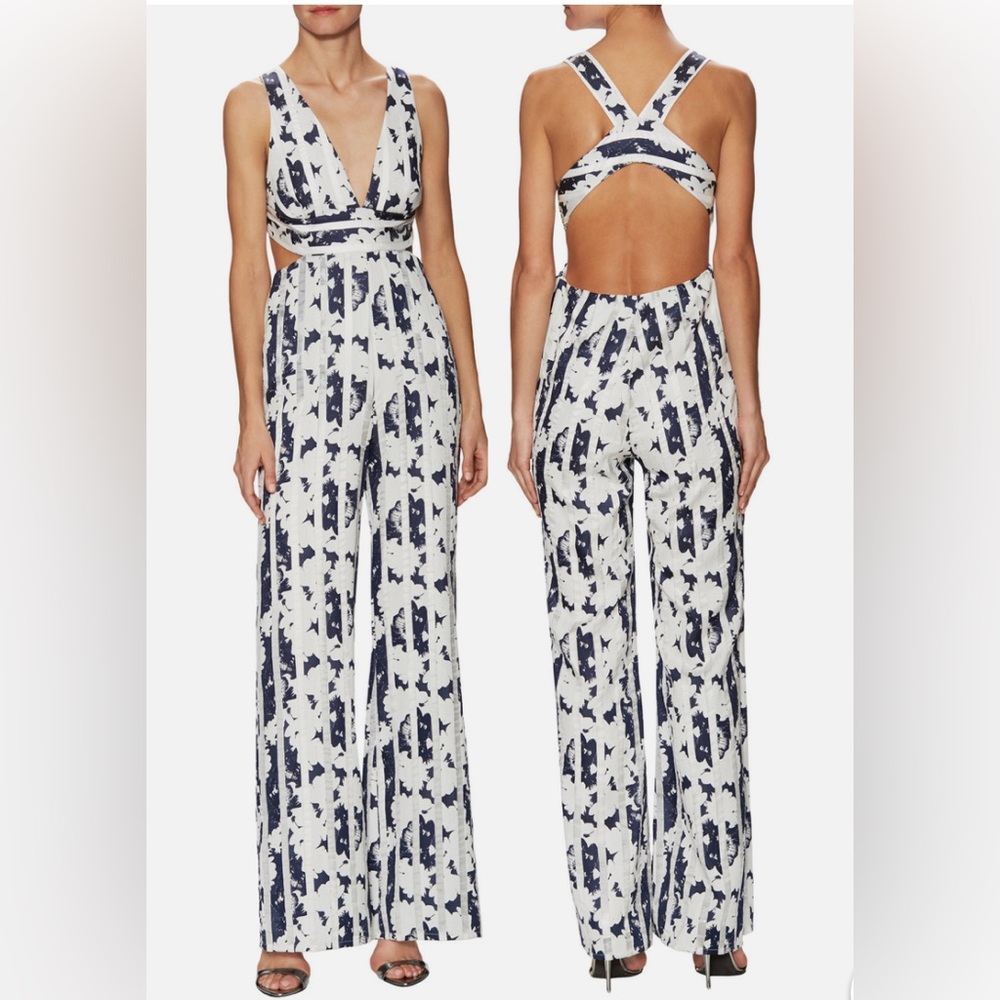 Alexis White and Blue Jumpsuit